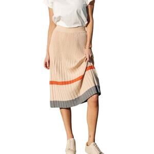 Gilli Womens Rib Knit Pleated Color Block Stripe Skirt Size M NWT